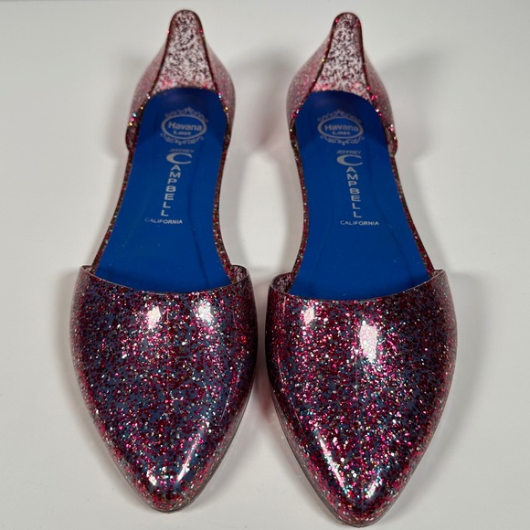 Jeffrey Campbell Jelly Love Pink Glitter Pointed Ballet Flat Shoe - Picture 5 of 7